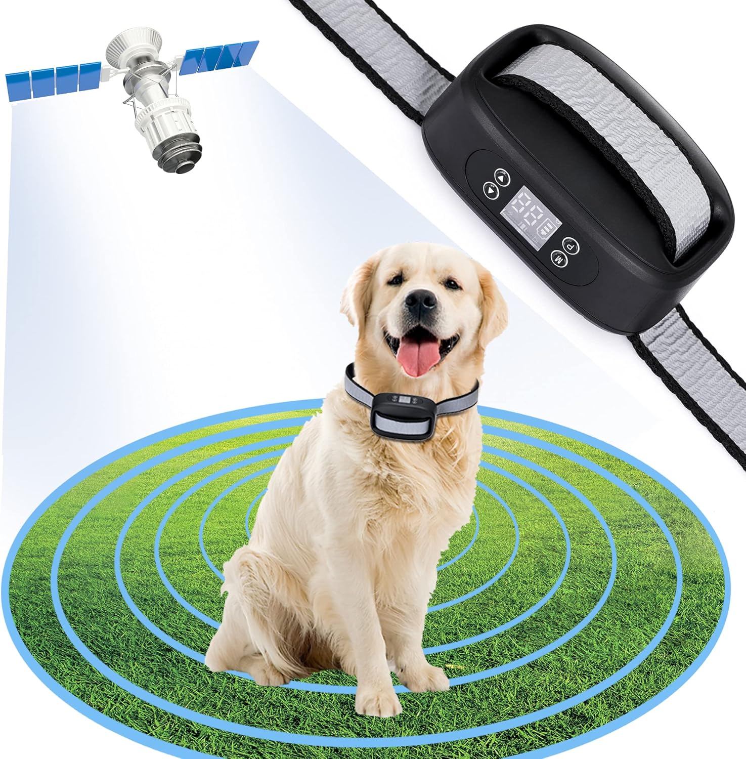 WIEZ GPS Wireless Dog Fence, Electric Dog Fence for Outdoor,Adjustable Warning Strength（98-3280ft）,Pet Containment System Suitable for Mos of Dogs(2 Collars)