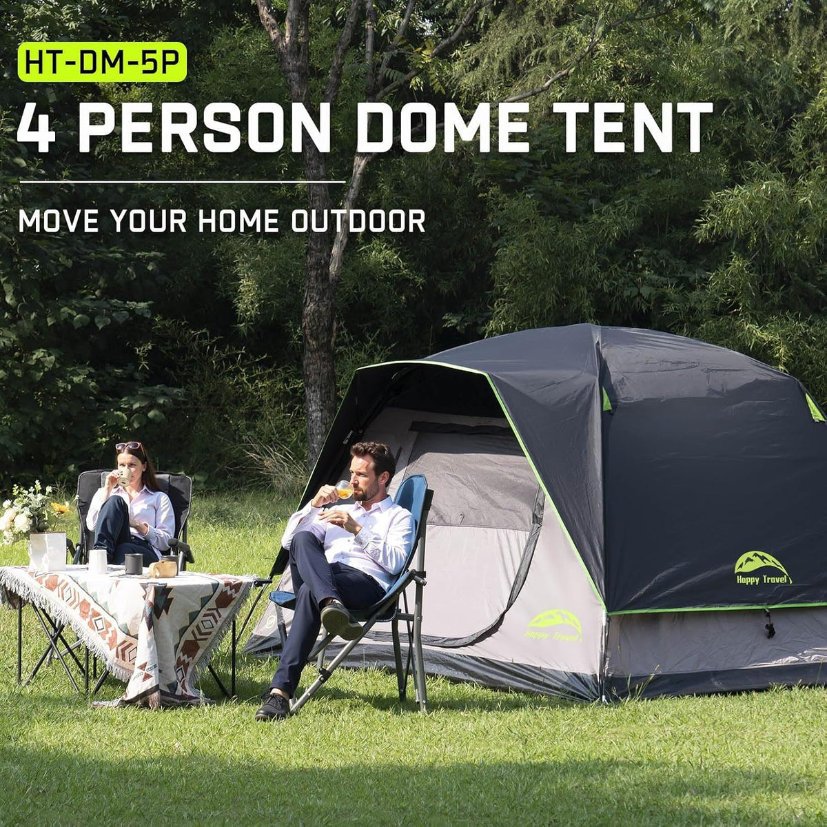 Happy Travel Camping Tent, 4/6 Person Dome Tents for Camping with Rainfly