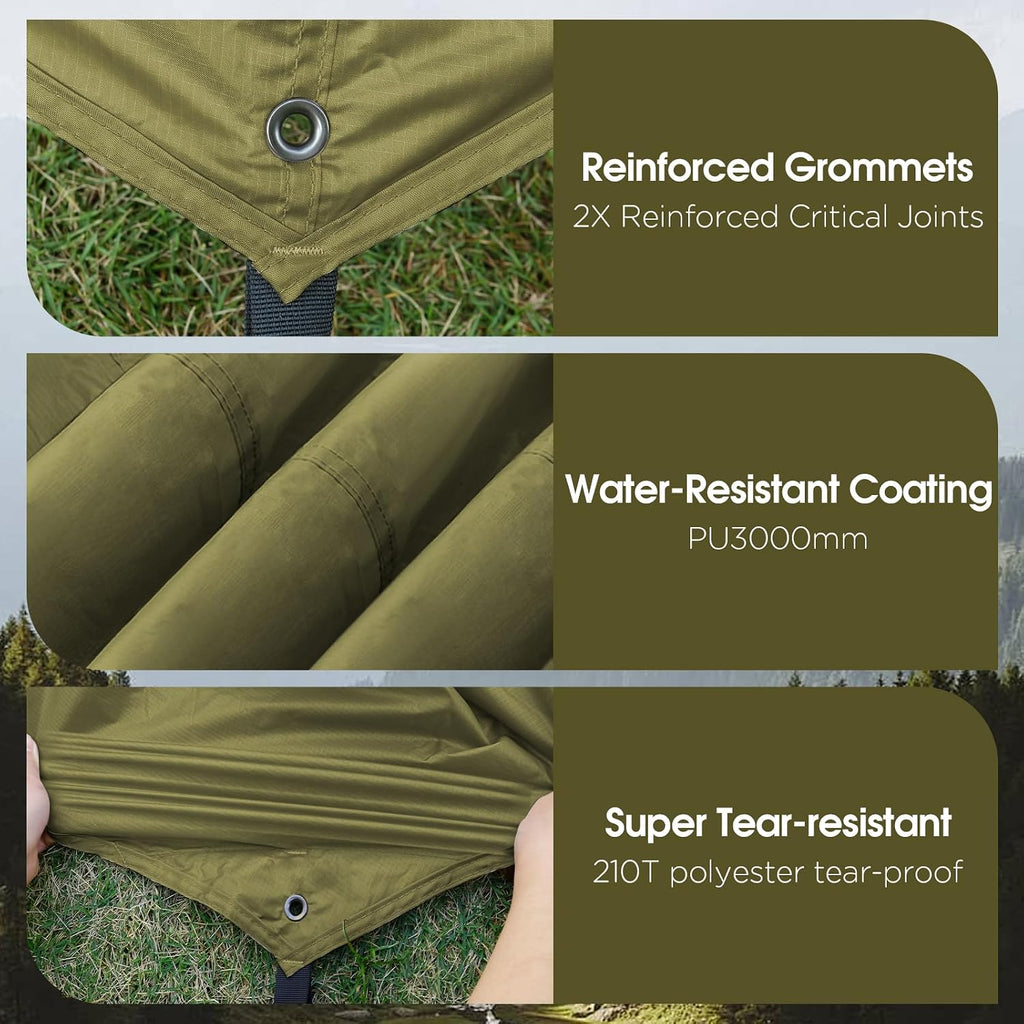JAICOM Waterproof Hammock Rain Fly, 12ft x 9.5ft Portable Camping Tarp