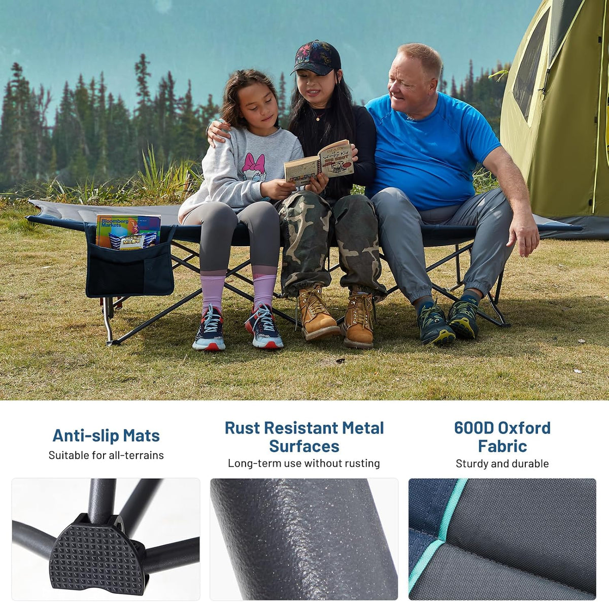 Timber Ridge 31.8" W Extra Wide Heavy Duty Camping Cot for Adult, Easy Set Up Oversized Sleeping Cot with Carry Bag for Camping, Travel and Outdoors, Support up to 450lbs