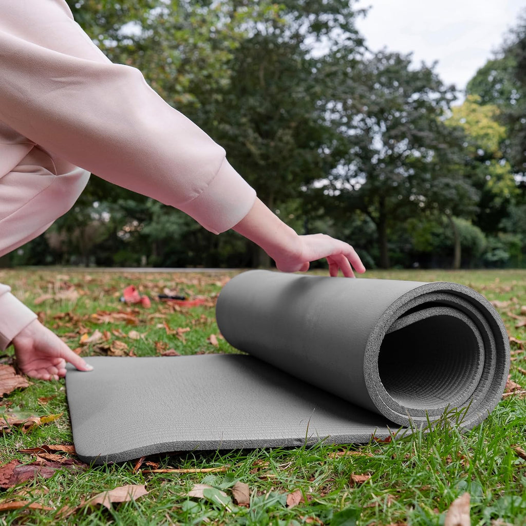 BalanceFrom All Purpose 1-Inch Extra Thick High Density Anti-Tear Exercise Yoga Mat with Carrying Strap, Multiple Colors
