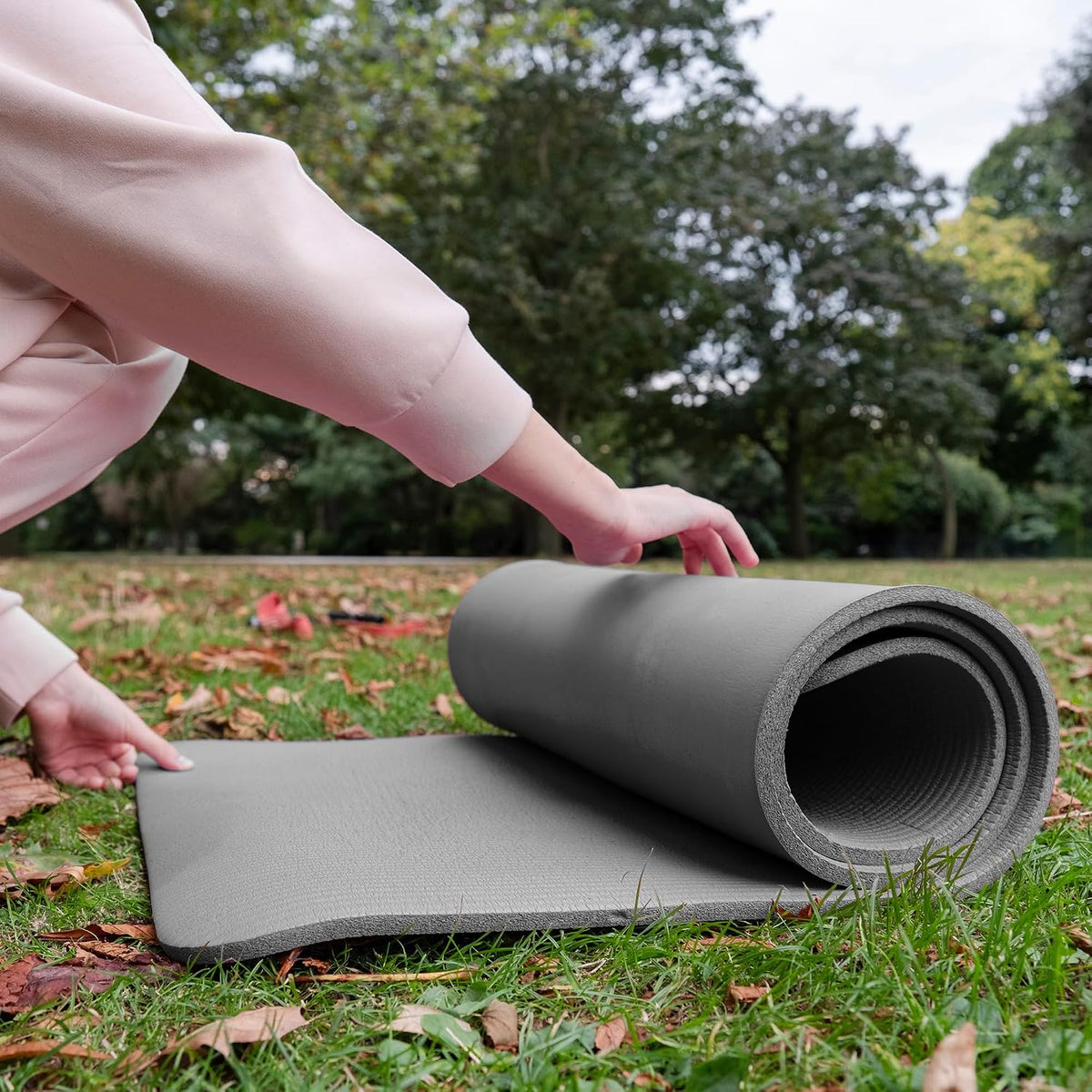 BalanceFrom All Purpose 1-Inch Extra Thick High Density Anti-Tear Exercise Yoga Mat with Carrying Strap, Multiple Colors