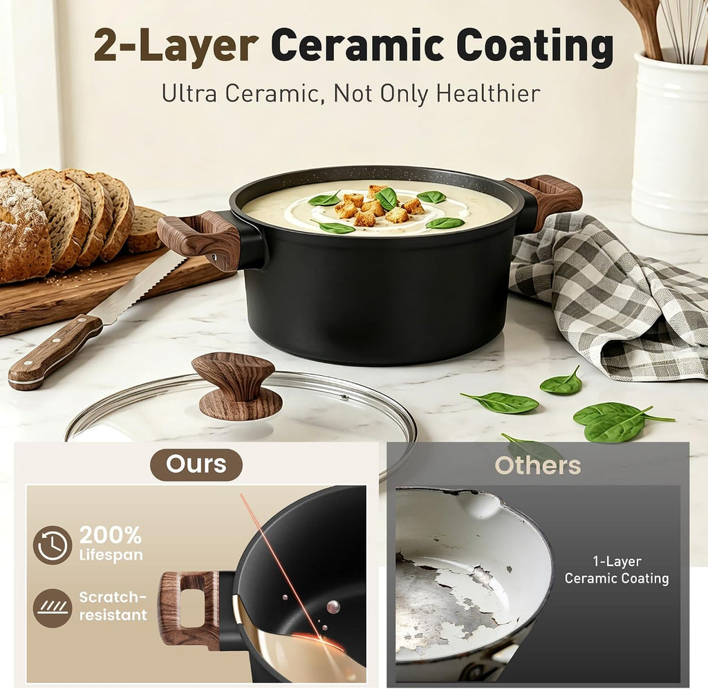 DishDelight 10PCS Ceramic Pots and Pans Set, Kitchen Induction Cookware Set