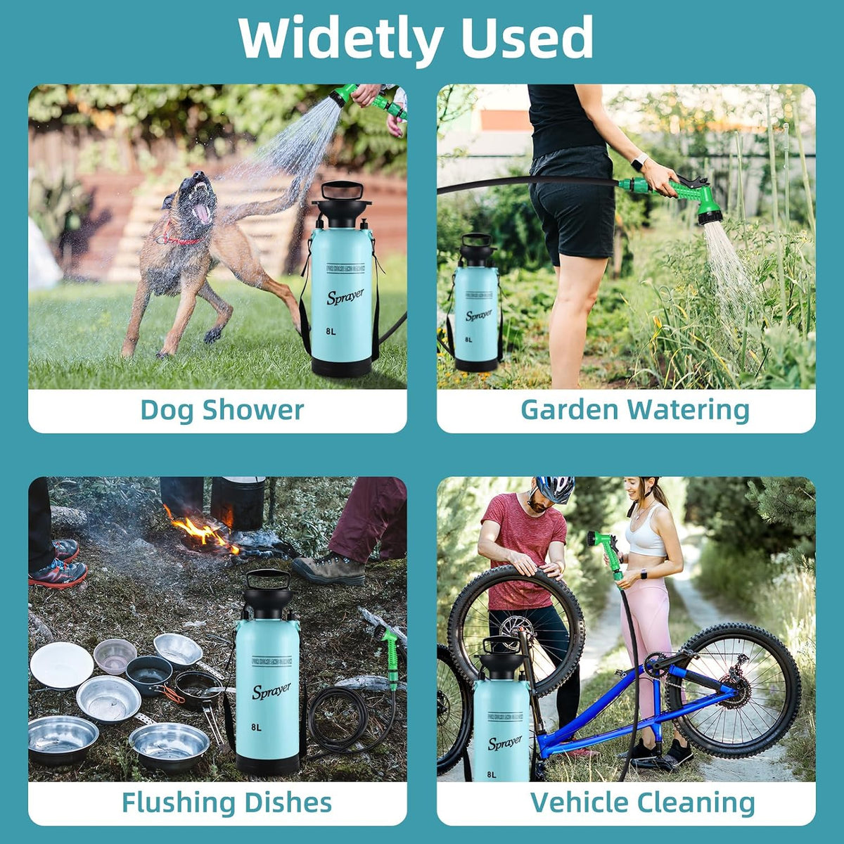 Portable Shower for Camping with 7 Spray Modes, Hand Press Camping Shower with Removable Hose and Shower Head,Pressure Rinse Kits for Hiking Traveling Garden Beach Pet Shower