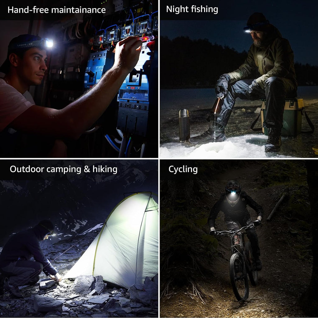 Lepro Headlamp Battery Powered Waterproof LED Headlight 2 Pack - Blue