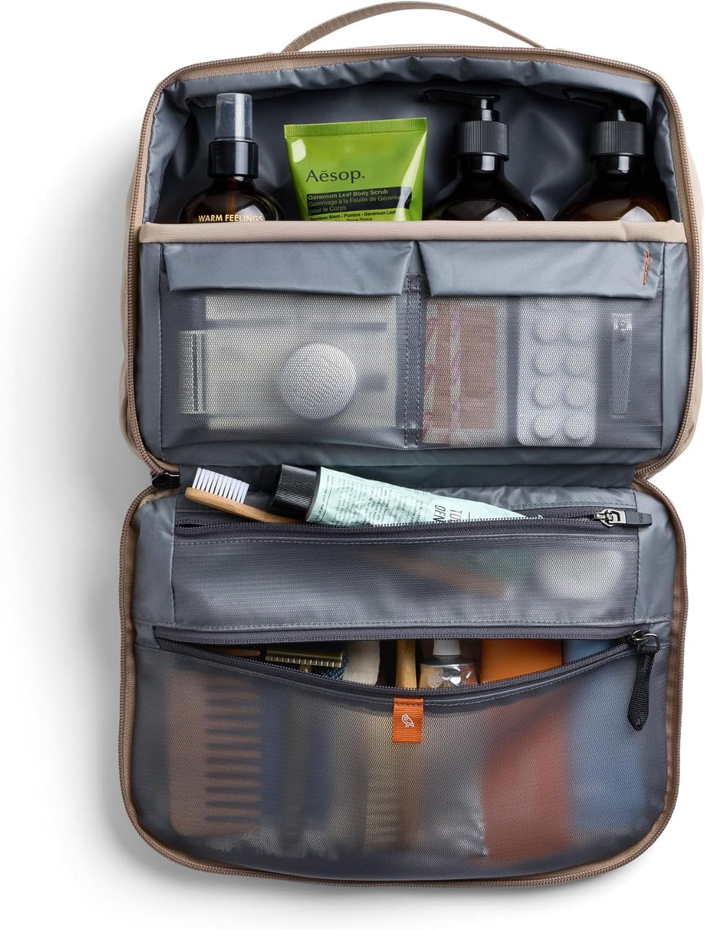 Bellroy Hanging Toiletry Kit Plus 8L, Travel Toiletry Bag - Stone