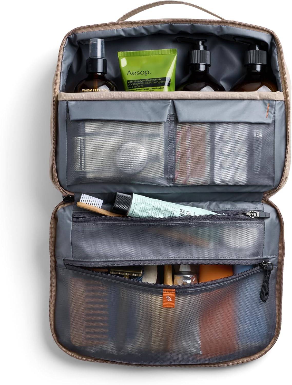 Bellroy Hanging Toiletry Kit Plus 8L, Travel Toiletry Bag - Stone