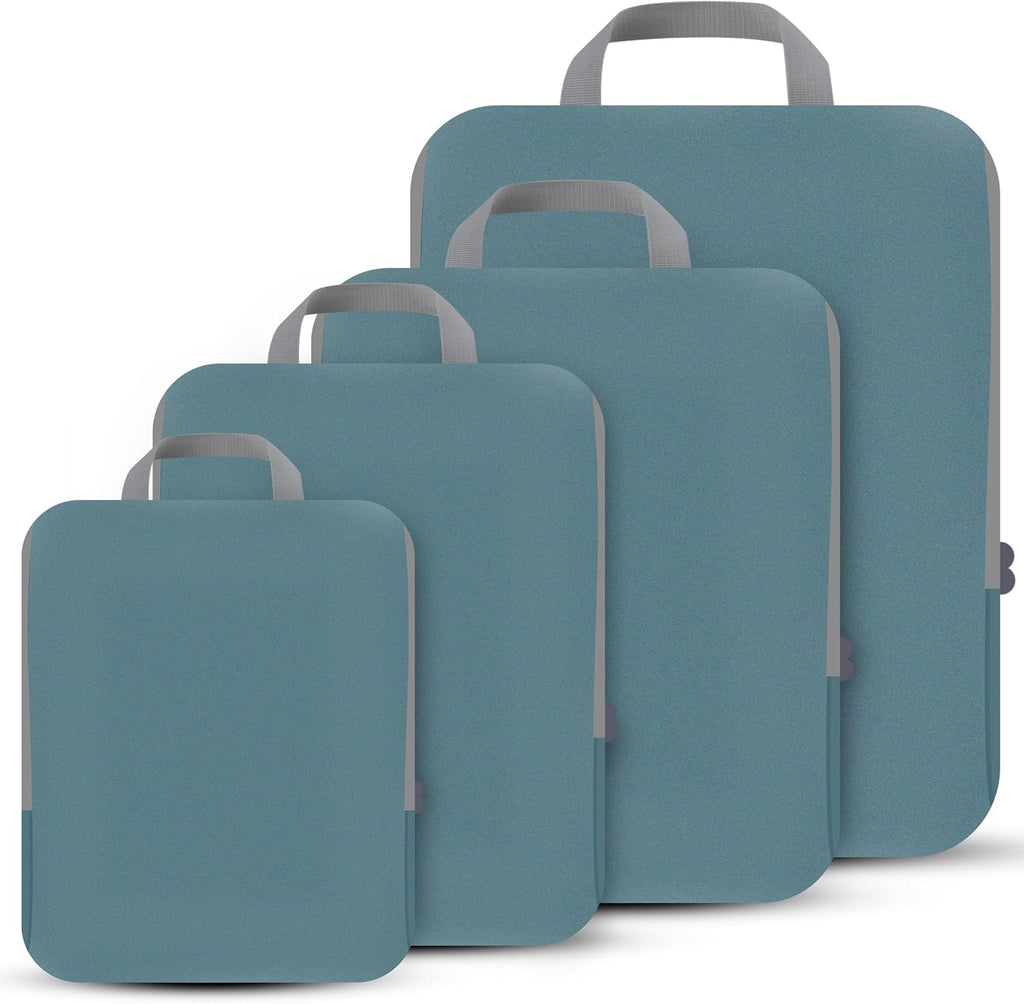 PANDA JOYS 4 Set Compression Packing Cubes Travel - Travel Accessories Expandable Packing Organizers for Carry On - Essentials Luggage Bags - Burgundy