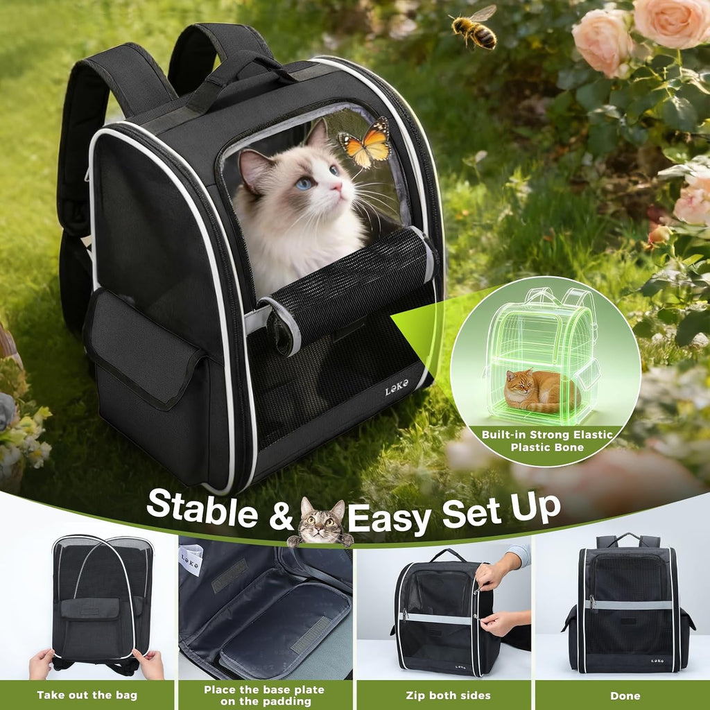 Lekereise Dog Carrier Backpack for Small Medium Large Dogs Cats up to 25 lbs, Breathable Pet Backpack Carrier with 3 Entrances, Collapsible Cat Backpack Carrier, Travel Hiking Puppy Backpack