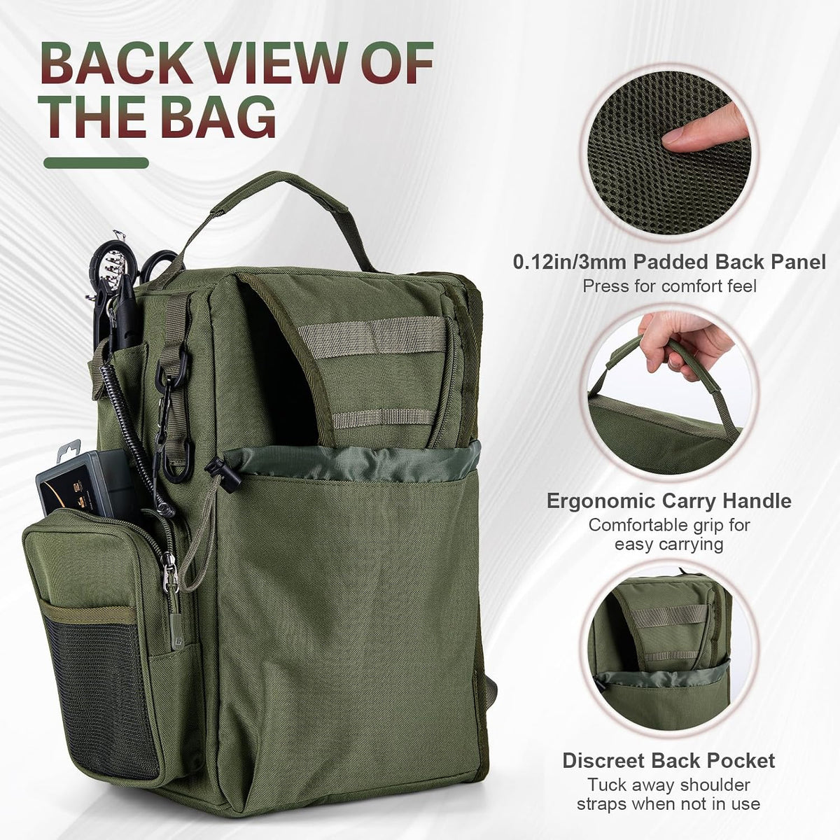 Goture OpenSide Tactical Sling Tackle Bag with 3 Tackle Trays and Fishing Tools, Lightweight Fishing Backpack Storage Gear and Equipment - Green Bag Outdoor, Gift for Men