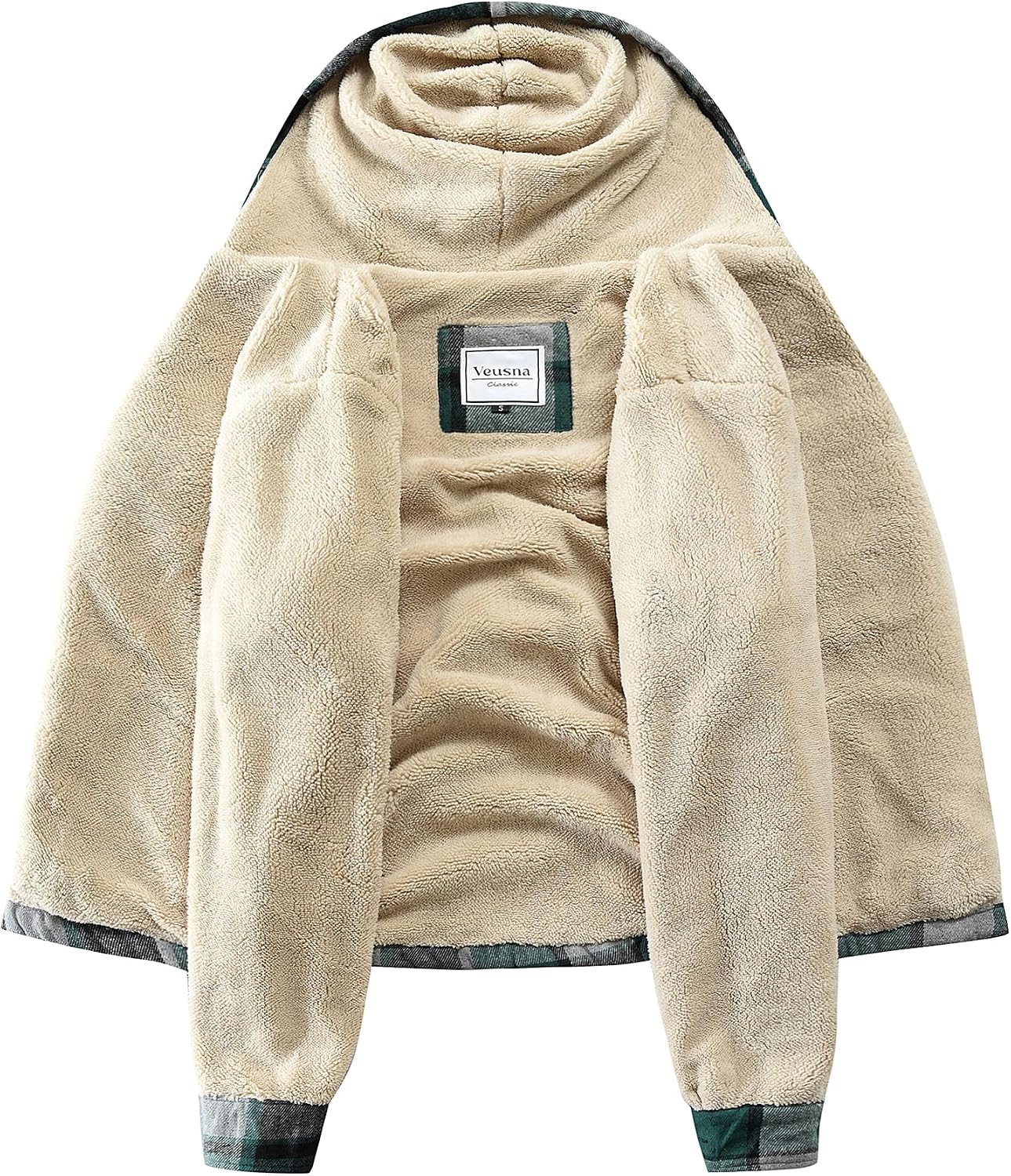 Men's Zip Up Flannel Shirt Jacket Fleece Lined with Hood