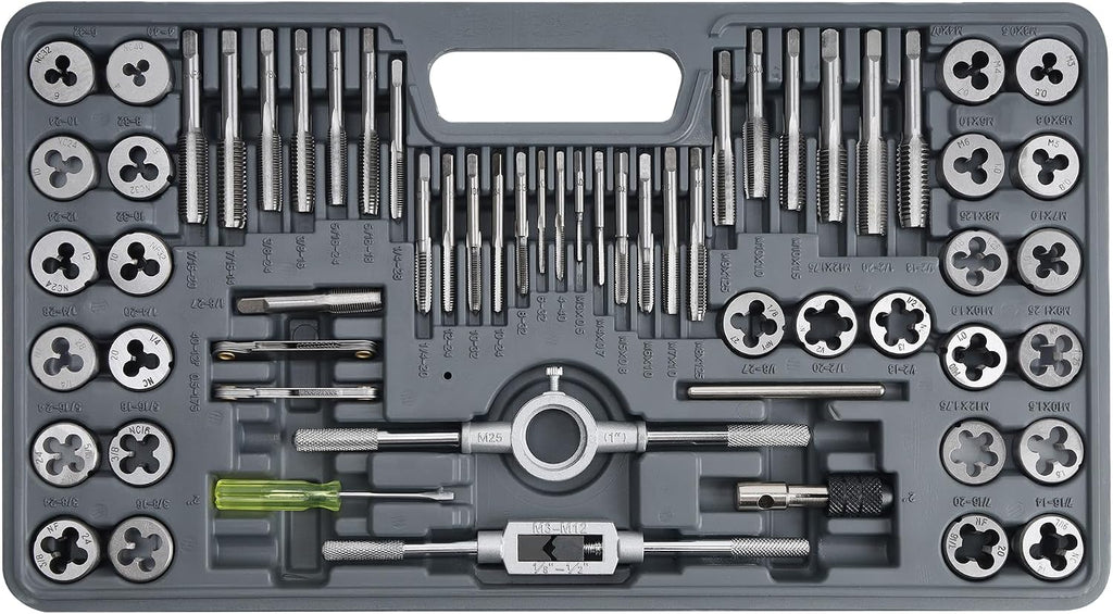 Anfrere 60pcs SAE & Metric Tap and Die Set, Essential Repair Tool Kit