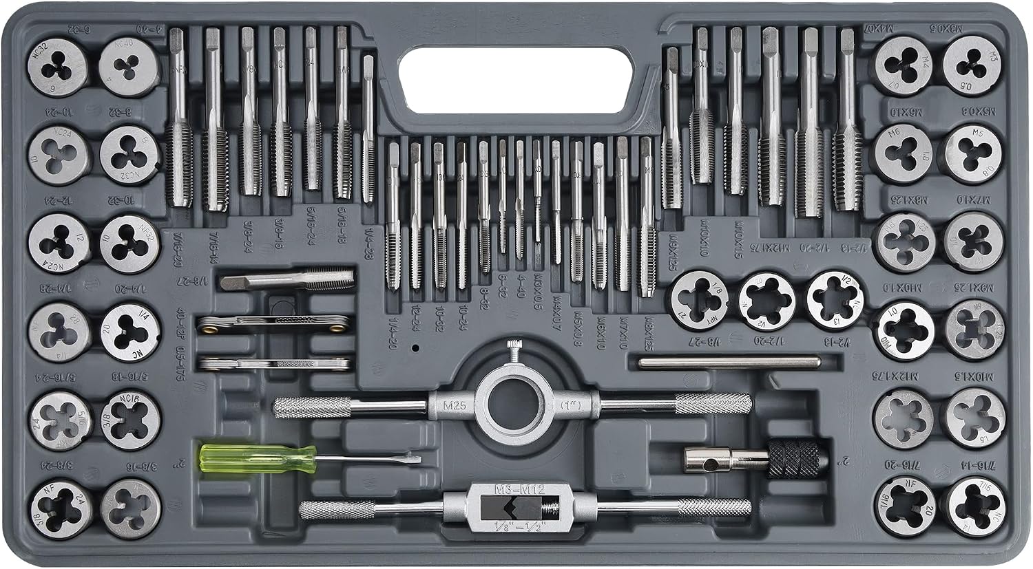 Anfrere 60pcs SAE & Metric Tap and Die Set, Essential Repair Tool Kit