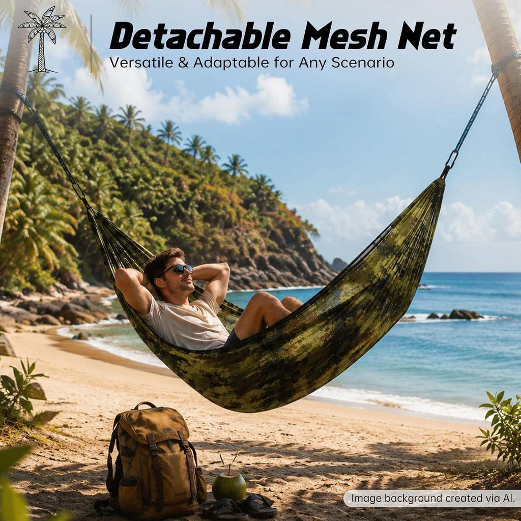 Camping Hammock Outdoor Portable, 2-in-1 Backpacking Hammock(Camo)