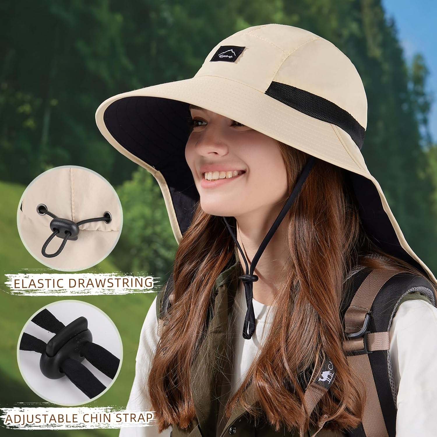 Rosoz Outdoor Sun Hat for Men Women, UPF 50+Fishing Hat with Neck Flap