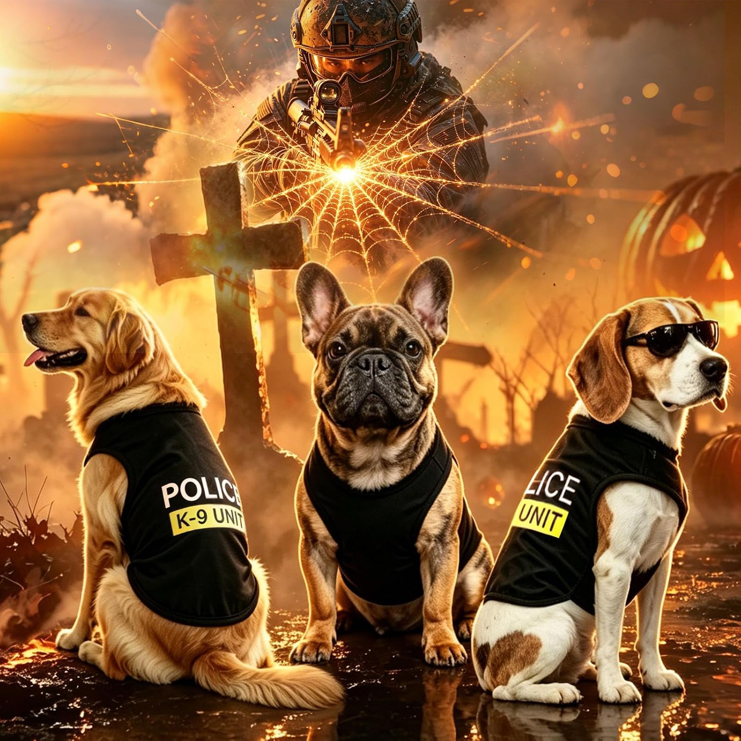 Dog Costumes, K9 Police Shirt, Pet Summer Soft Cotton Clothes for Halloween