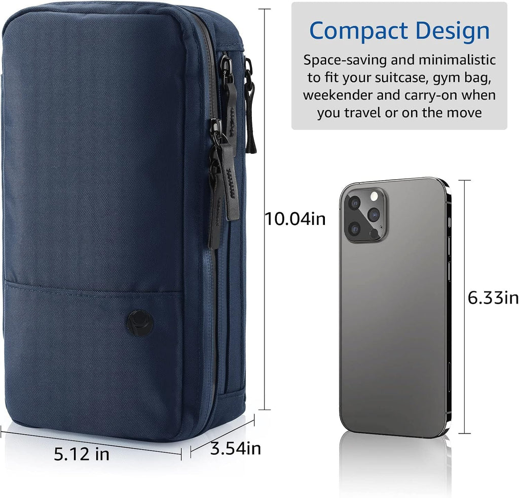 Purevave Compact Mens Toiletry Travel Bag Hanging, Mens Dopp Kit for Travel Waterproof, Wash Pouch Blue