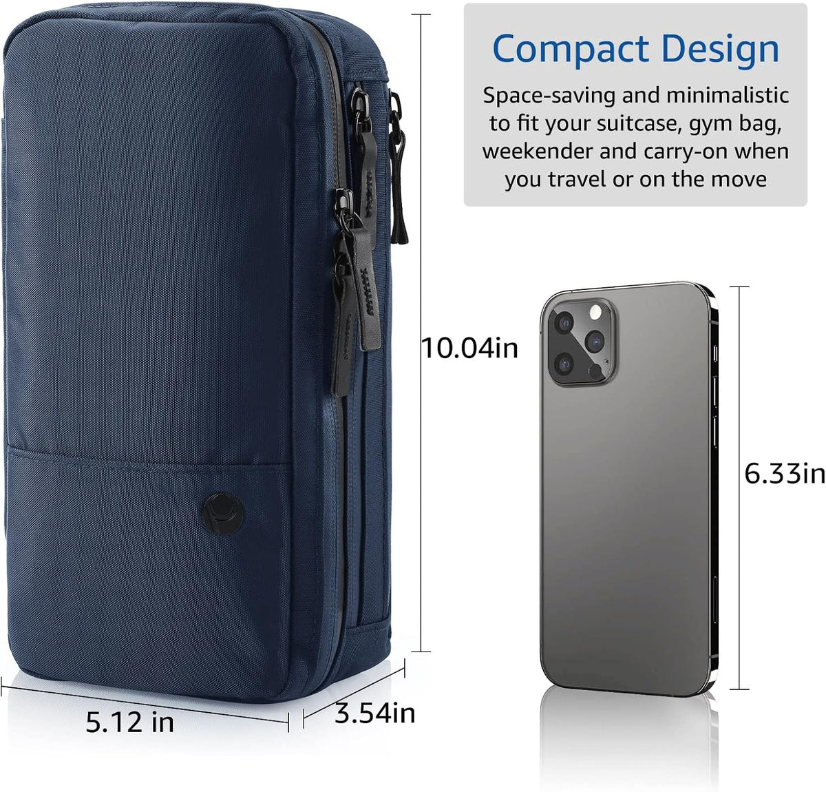 Purevave Compact Mens Toiletry Travel Bag Hanging, Mens Dopp Kit for Travel Waterproof, Wash Pouch Blue