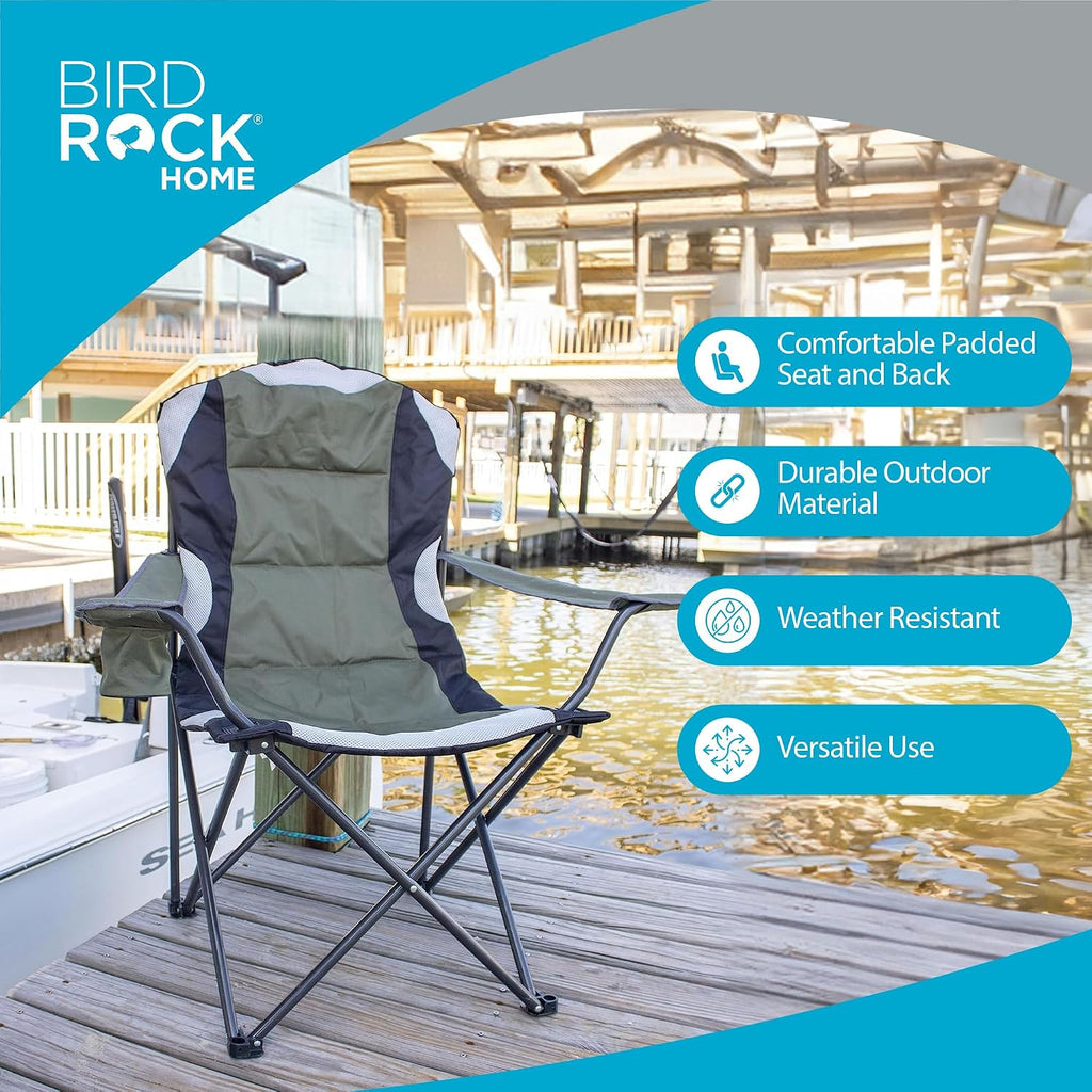 Internet's Best Padded Camping Folding Chair | Outdoor | Green | Sports | Cup Holder | Comfortable | Carry Bag | Beach | Quad