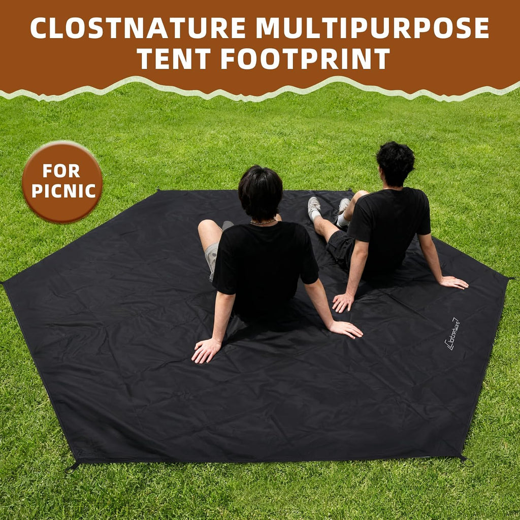 Clostnature 10/12FT Hexagonal Tent Footprint, Waterproof Camping Tarp