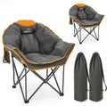Oversized Padded Comfy Camping Chair for Adults, Portable Padded Lawn Chair, (2 Pack) (Orange)
