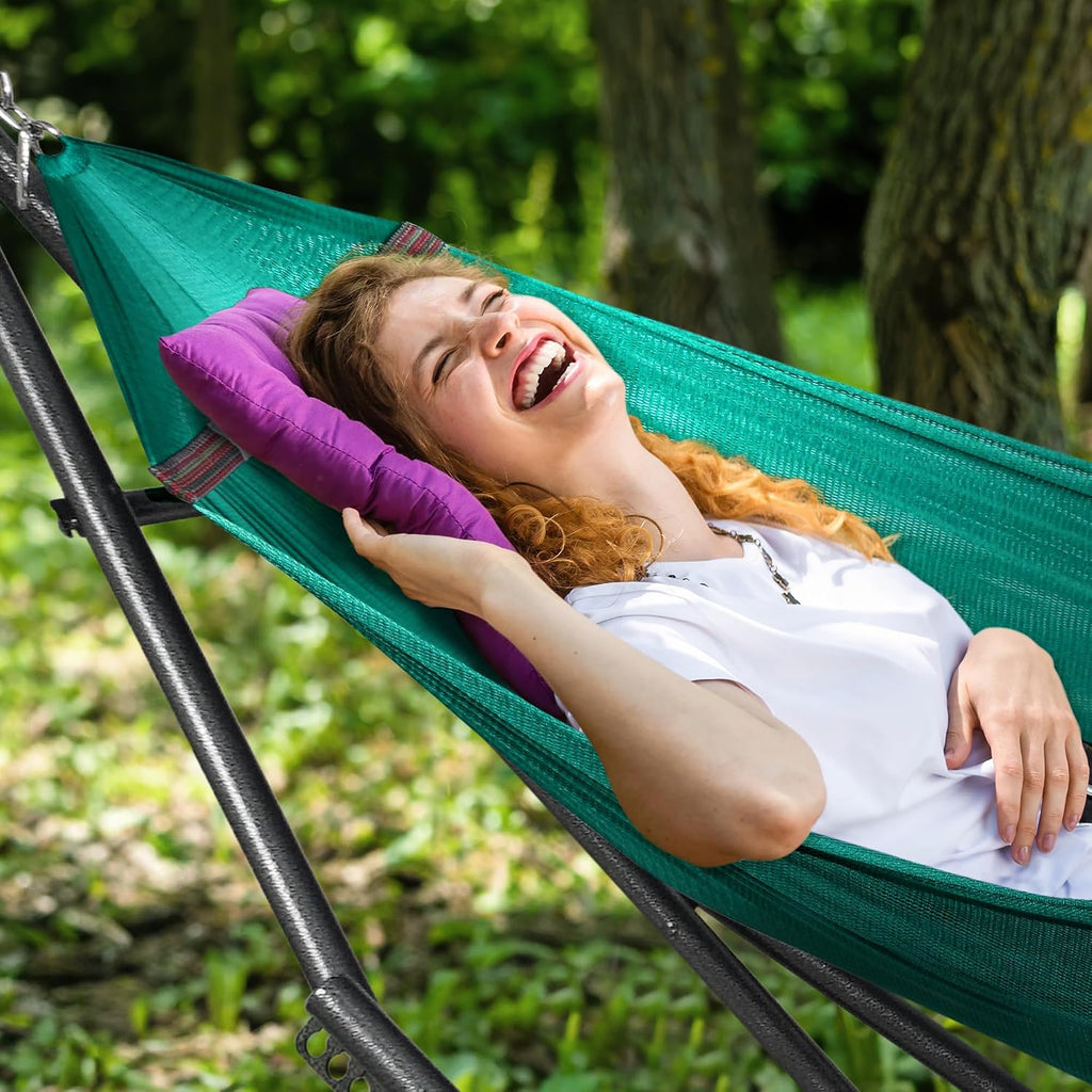 Tranquillo Double Hammock with Stand Included for 2 Persons, Peacock