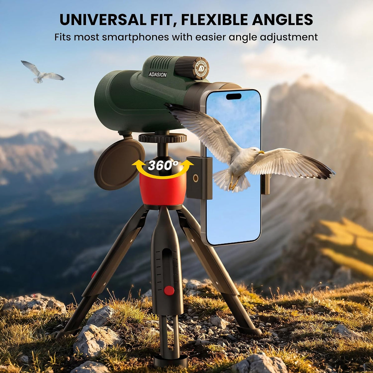 12x54 Monoculars for Adults High Powered with Tripod Phone Adapter and Bag