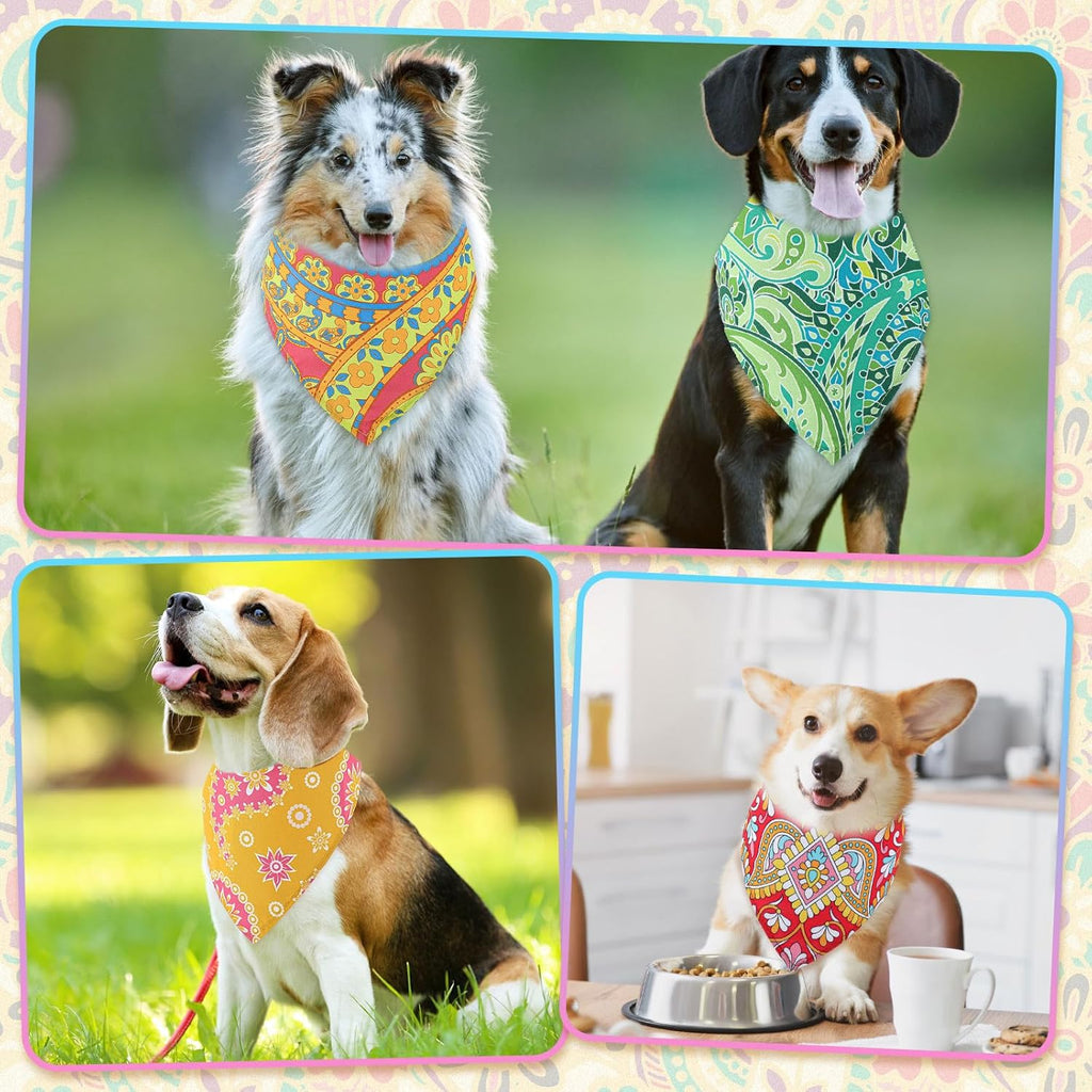 Sanwuta 100 Pcs Summer Paisley Hawaiian Dog Bandana Bulk Pet Triangle Scarf Bibs Bandanas for Dog Washable Kerchief Adjustable Grooming Supplies for Small Medium Large Seasonal Cat Costume Accessories
