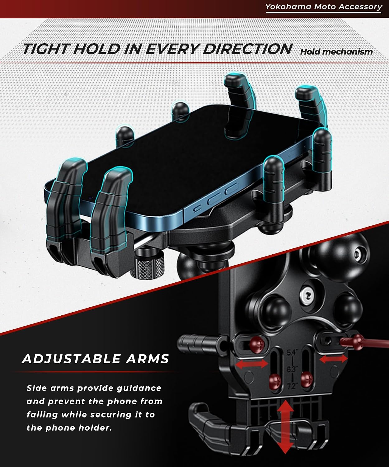 Kaedear Vibration-Resistant Motorcycle Phone Mount, KDR-M26C