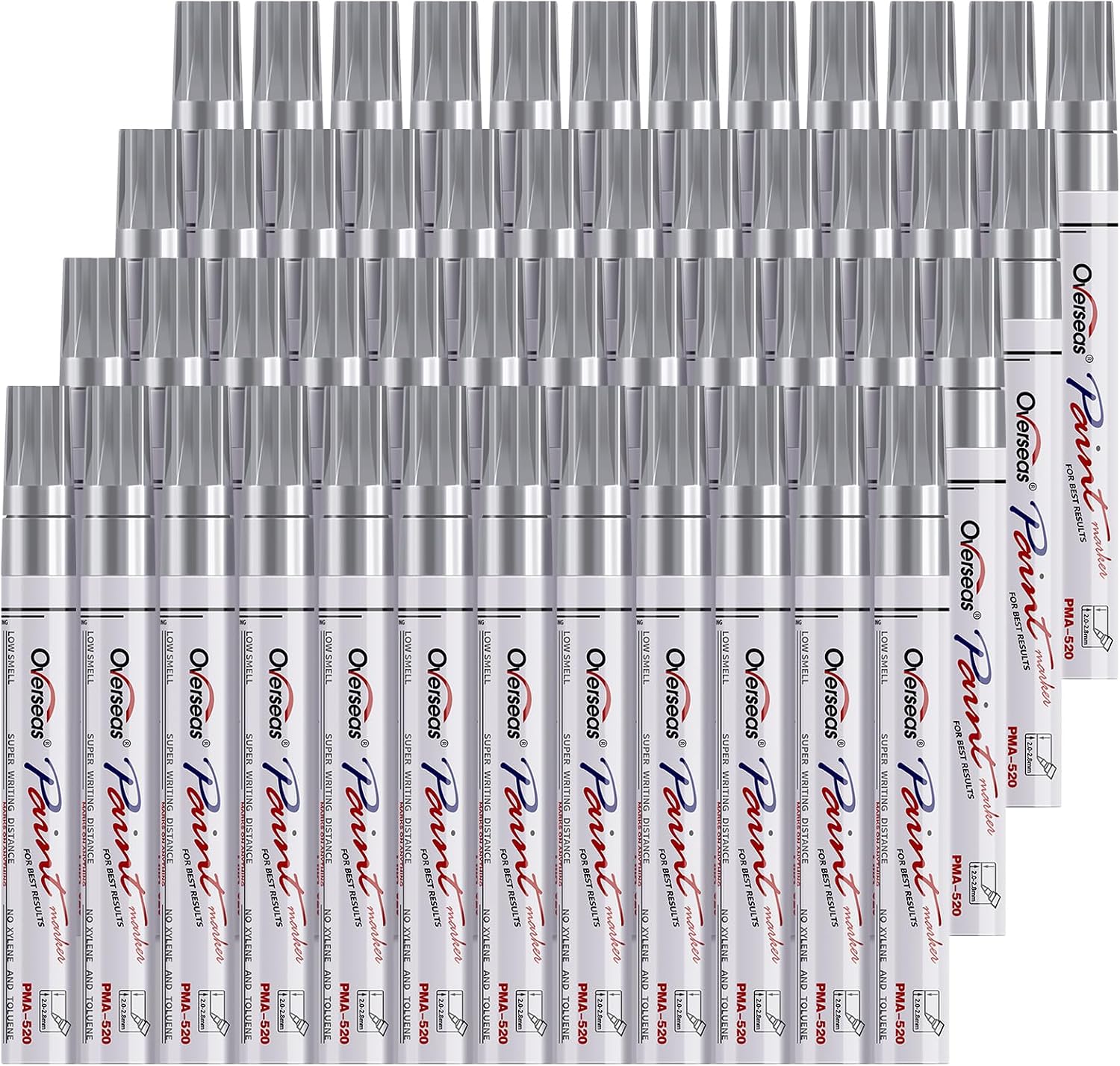 Overseas 48 Red Paint Pens Permanent Markers, Oil Based Paint Markers