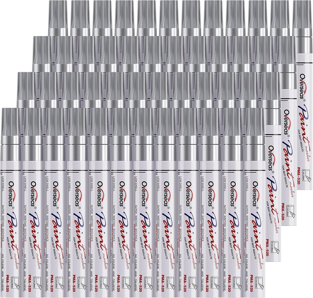 Overseas 48 Silver Paint Pens Permanent Markers, Oil Based Paint Markers