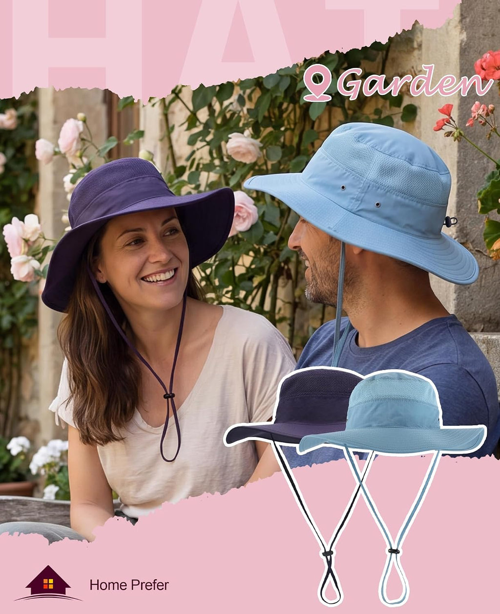 Home Prefer UPF 50+ Men's Sun Hat Wide Brim Bucket Hat UV Protection Hat for Mens Womens Beach Safari Gardening Golf Fishing