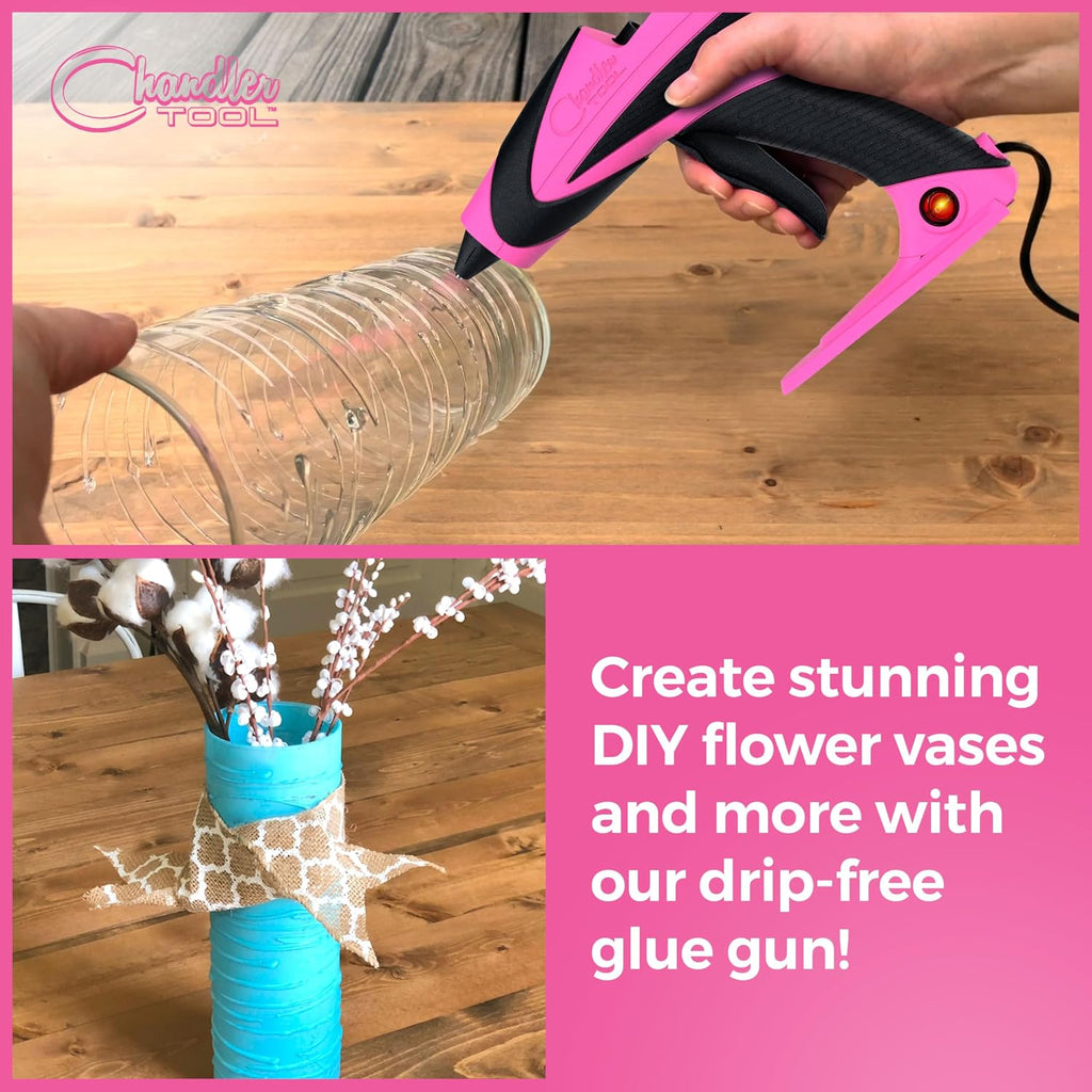 Hot Glue Gun Kit, Corded Craft Glue Gun with 10 Glue Sticks (60W Pink)