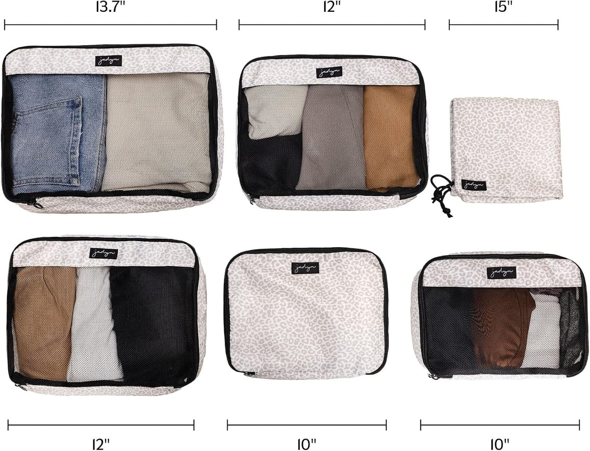 Jadyn Packing Cubes for Travel, 6-Piece Large Packing Cube Organizer Set for Suitcase, Duffel Bag, Luggage, Multiple Sizes Travel Essentials (Desert Leopard)