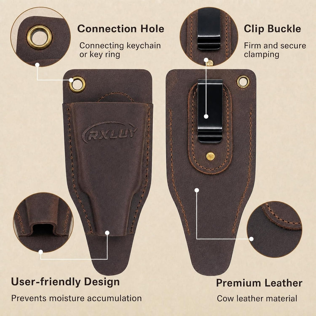 Fishing Pliers Holster with Retractable Lanyard (Camel)