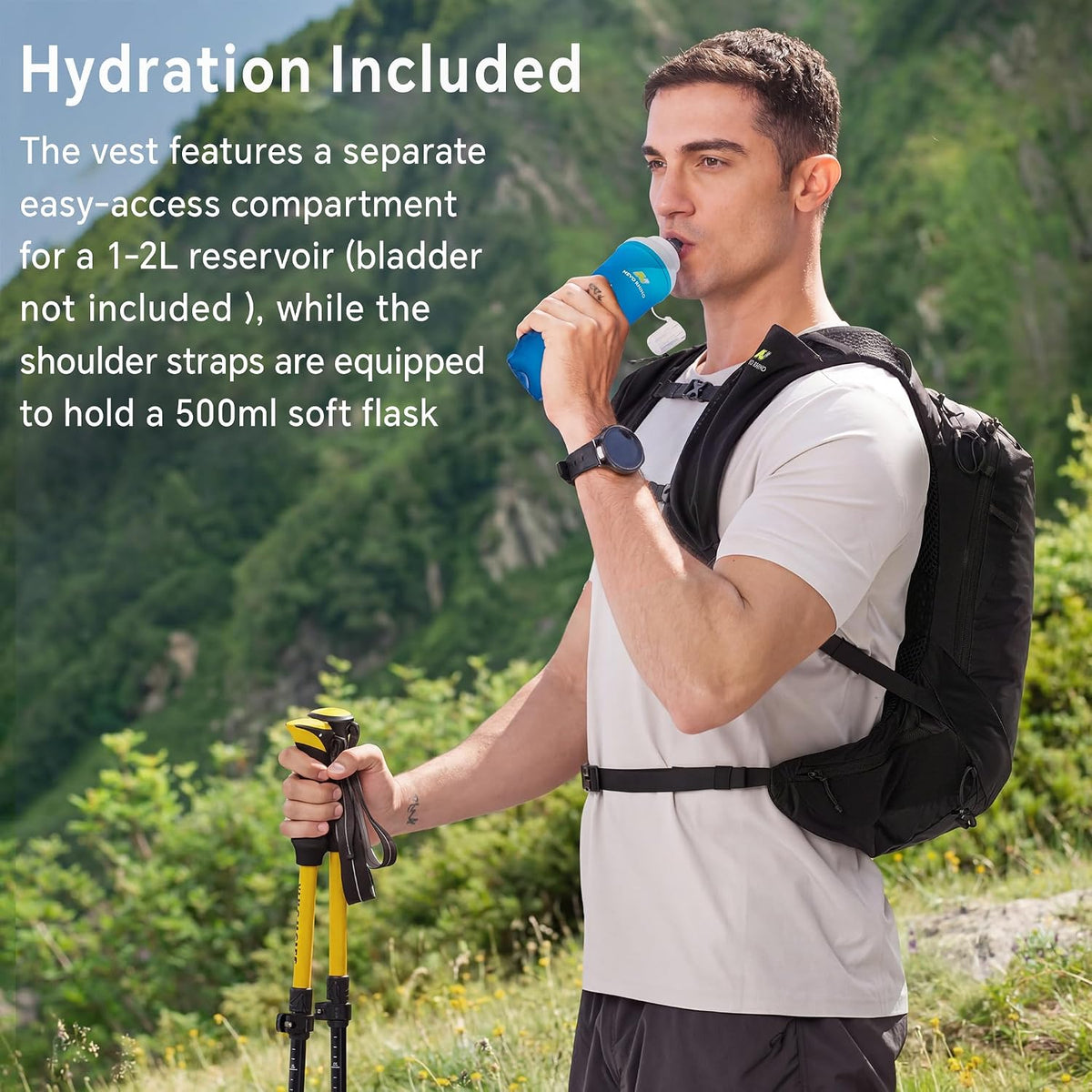 N NEVO RHINO 17L Hydration Backpack, Water Backpack with 500ml Soft Flask