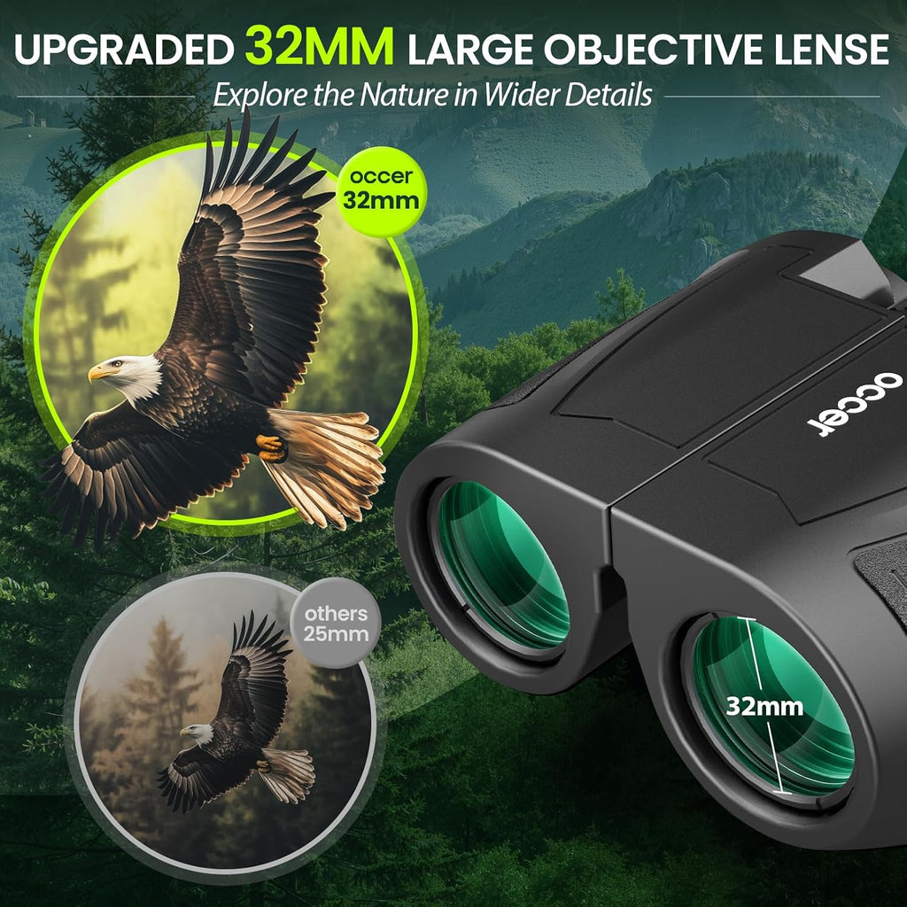 Occer 12x32 Binoculars for Adults Kids - Compact Binocular for Birdwatching