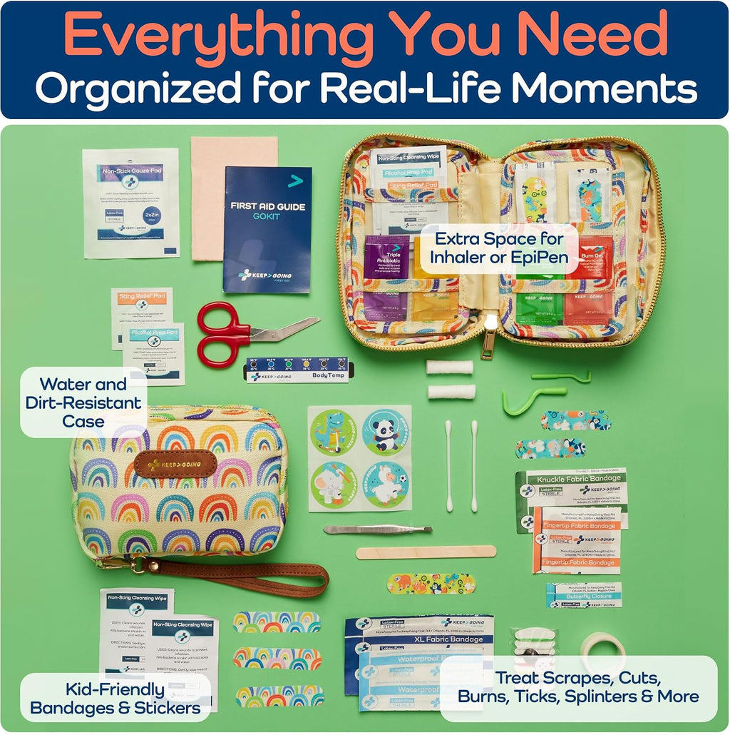 KeepGoing Travel First Aid Kit for Kids, 130 Pc. TSA-Approved Travel Size