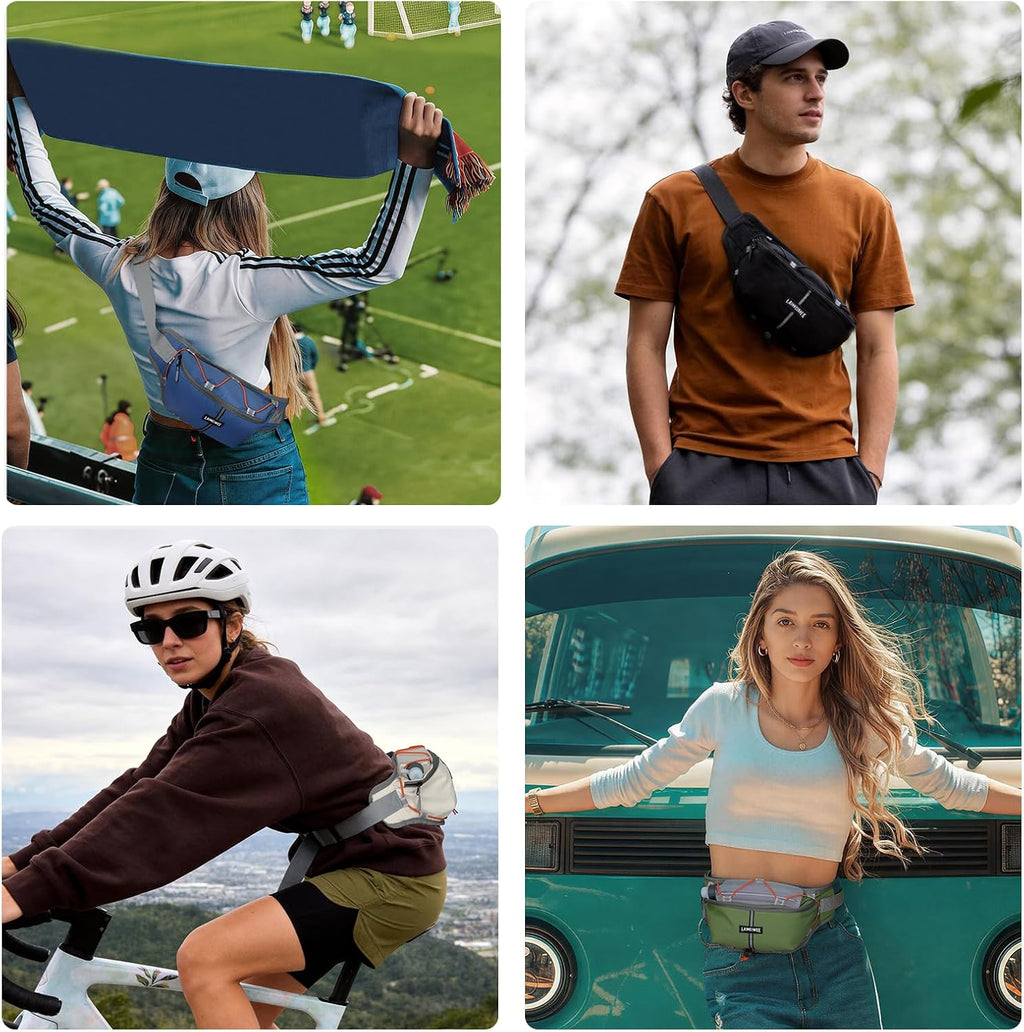 2L Fanny Pack for Women Men, Anti‑theft Waist Bag with RFID Blocking