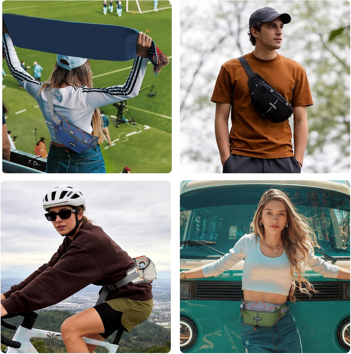 2L Fanny Pack for Women Men, Anti‑theft Waist Bag with RFID Blocking