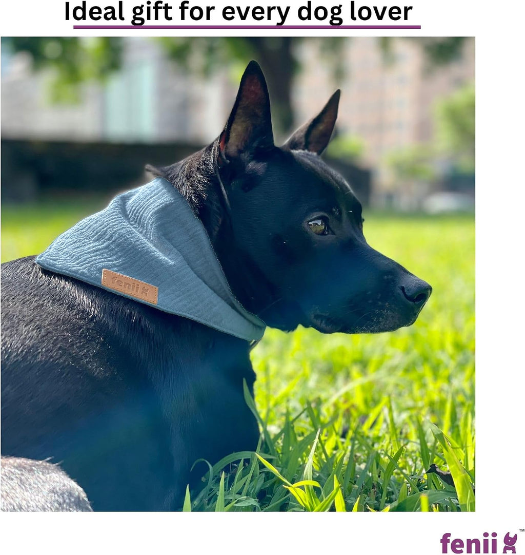 Premium Cotton Dog Bandanas - 2 Pack - Adjustable Fit - Washable - for Small, Medium & Large Breeds - Girl & Boy Dog Accessories - Multiple Sizes (Midnight Blue & Slate Blue, Large)