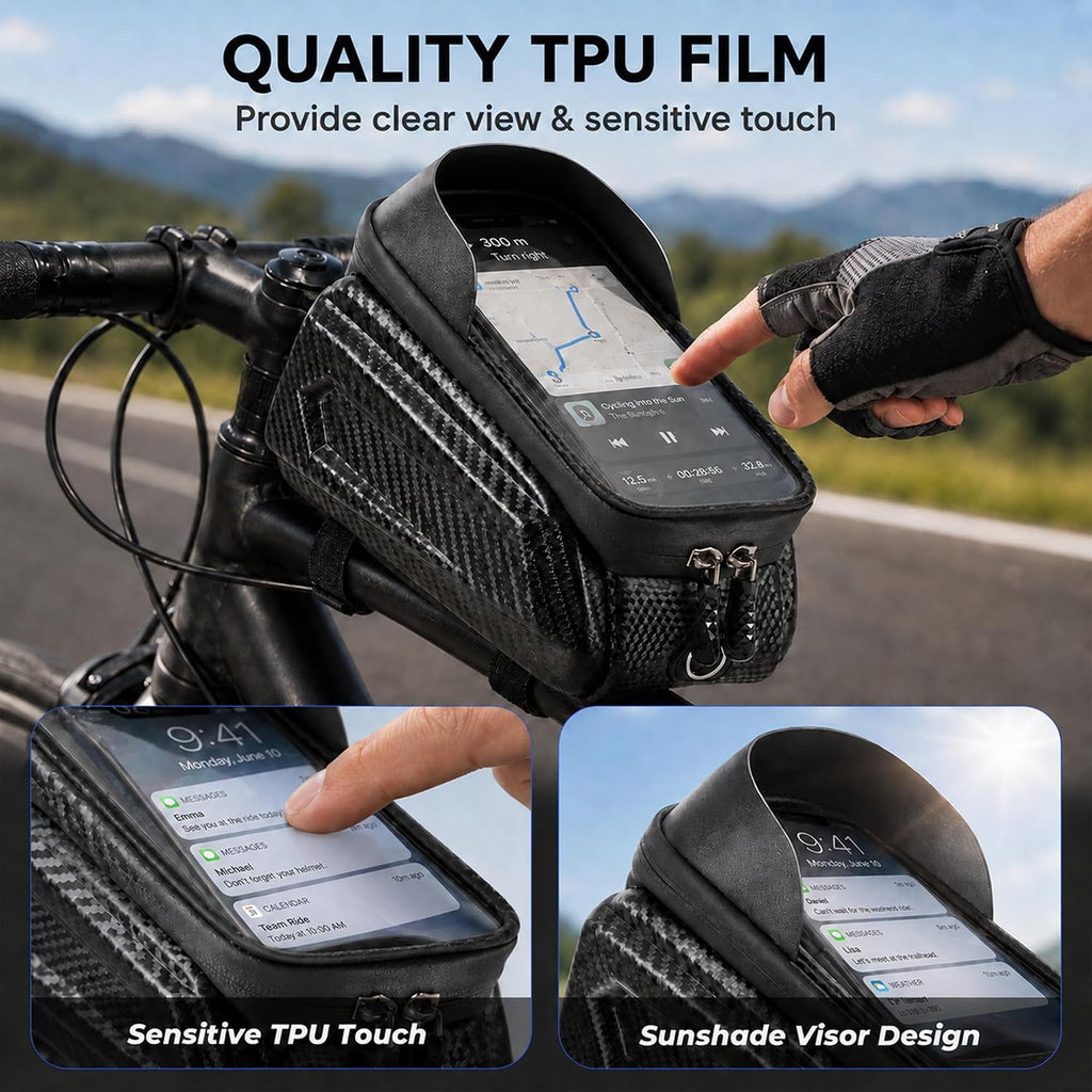 Susbie Bike Frame Bag,Waterproof EVA Hard Shell,Bike Phone Mount Holder Bag