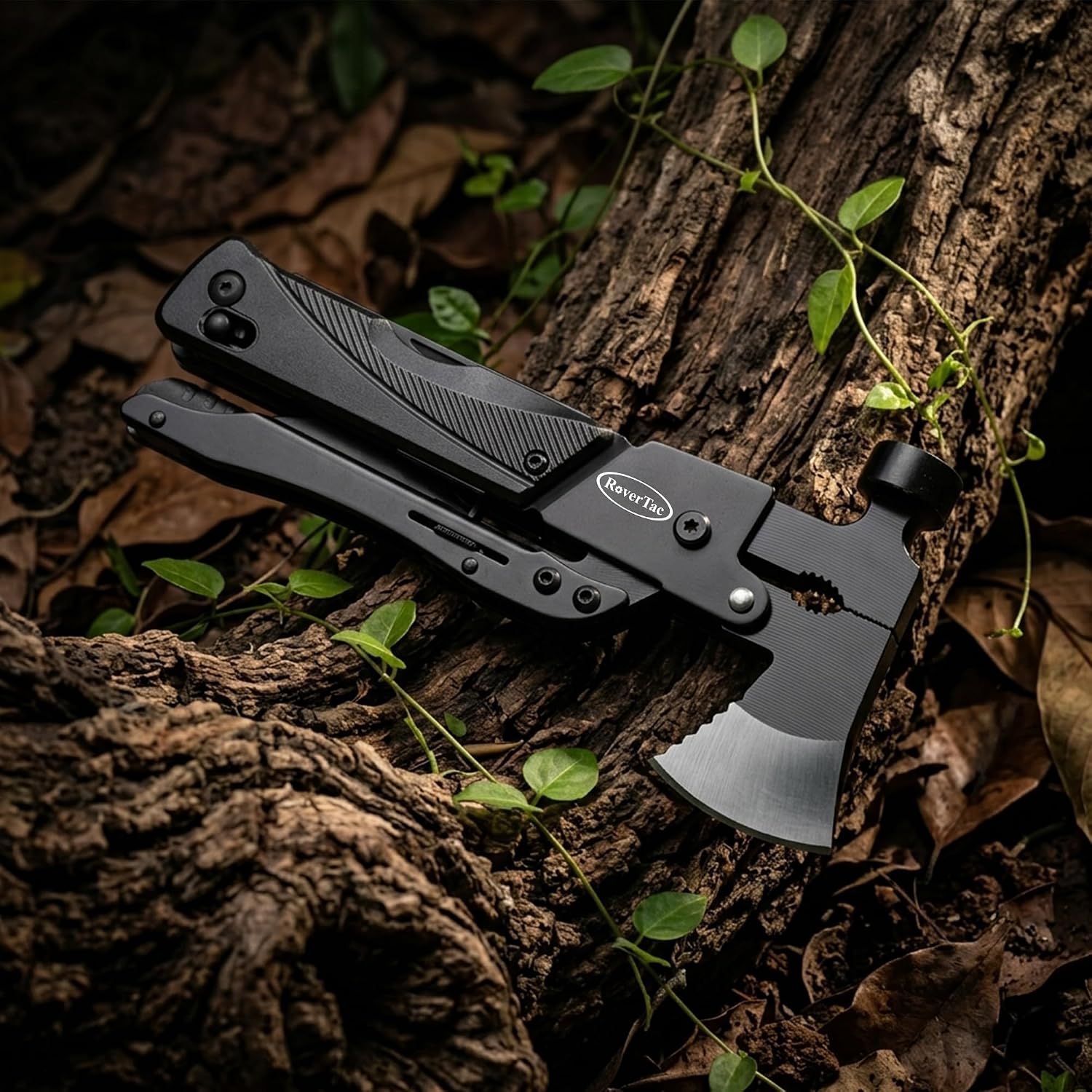 RoverTac 19-in-1 Multi-Tool Axe with Knife, Hammer, Saw, Screwdrivers, Bottle Opener, Nylon Sheath, Camping Tool Survival Gear, Gifts for Men, Dad Gifts, Husband Christmas Stocking Stuffers