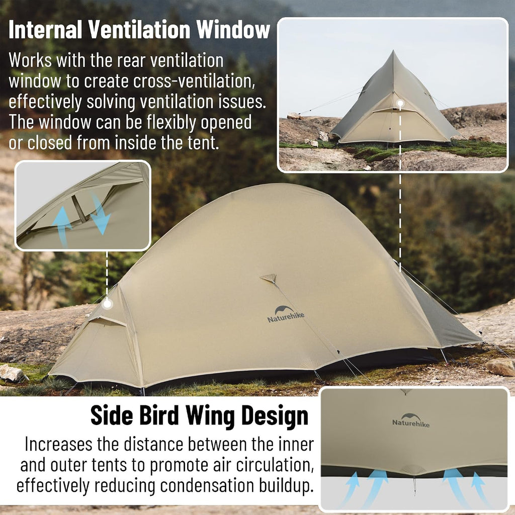 Naturehike Cloud up Pro Backpacking Tent for Camping, 1/2/3 Person