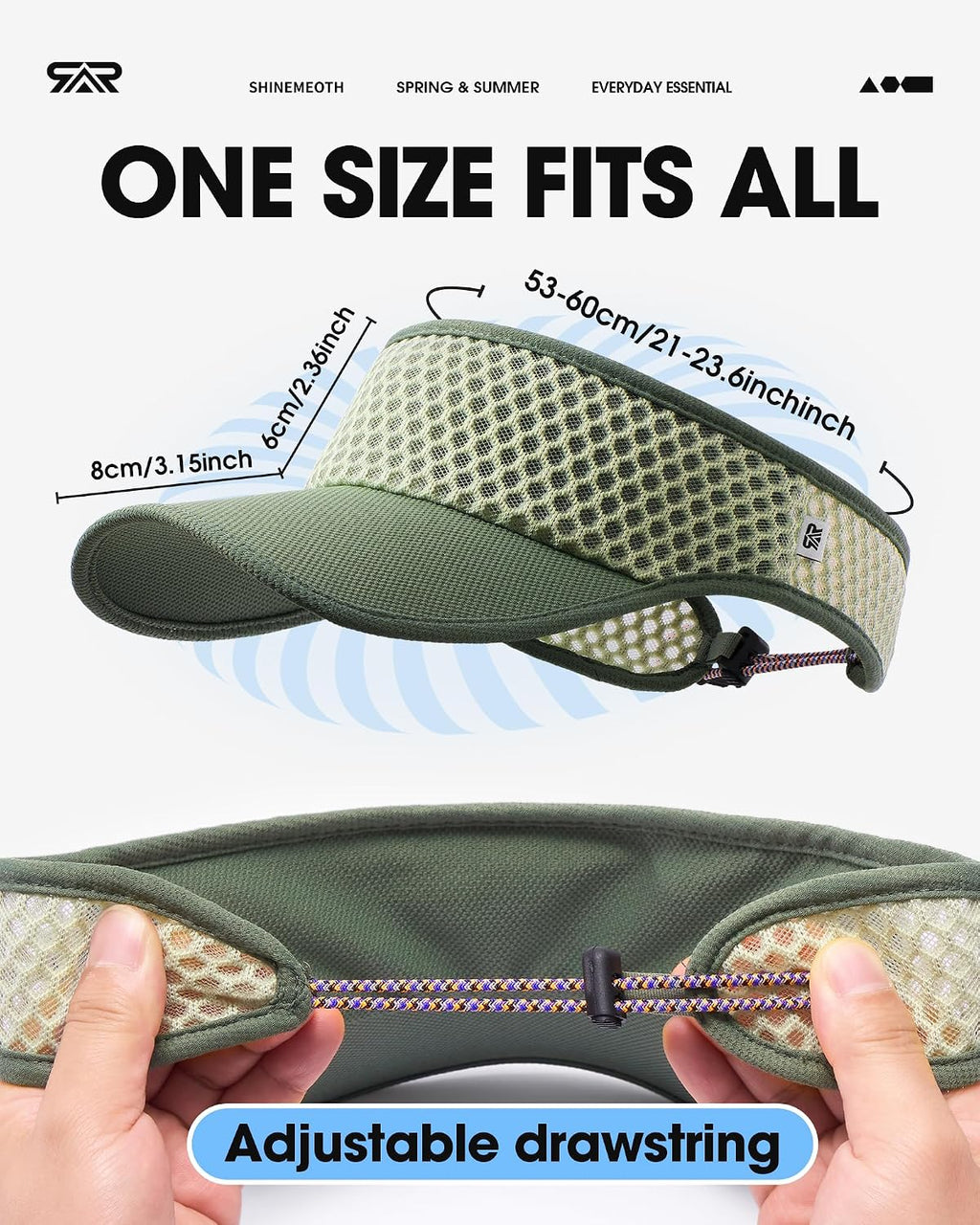 SUNMECI Mesh Breathable Sports Visor - Men Women Adjustable Lightweight Quick Dry Sun Hat for Tennis, Golf, Running