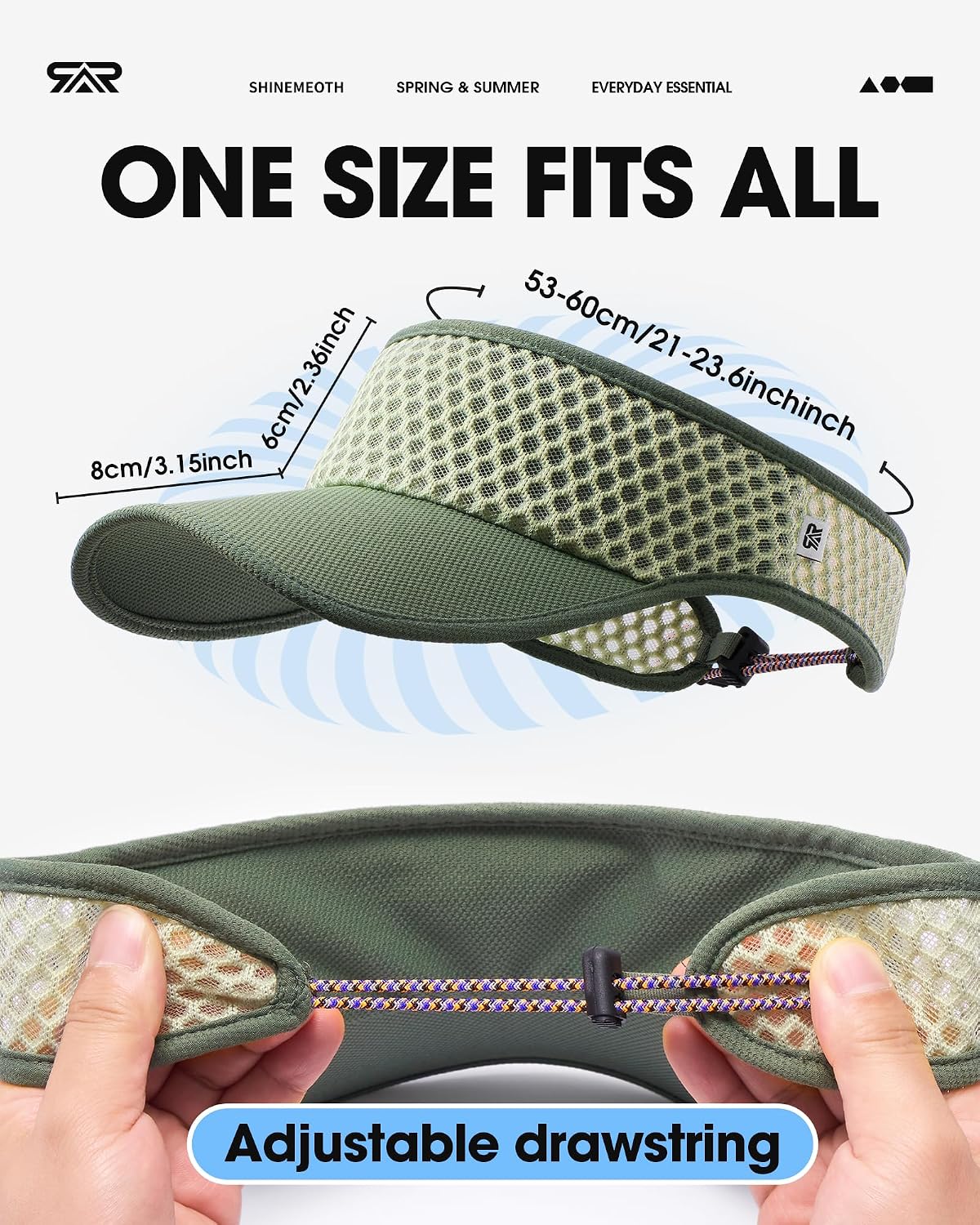 SUNMECI Mesh Breathable Sports Visor - Men Women Adjustable Lightweight Quick Dry Sun Hat for Tennis, Golf, Running