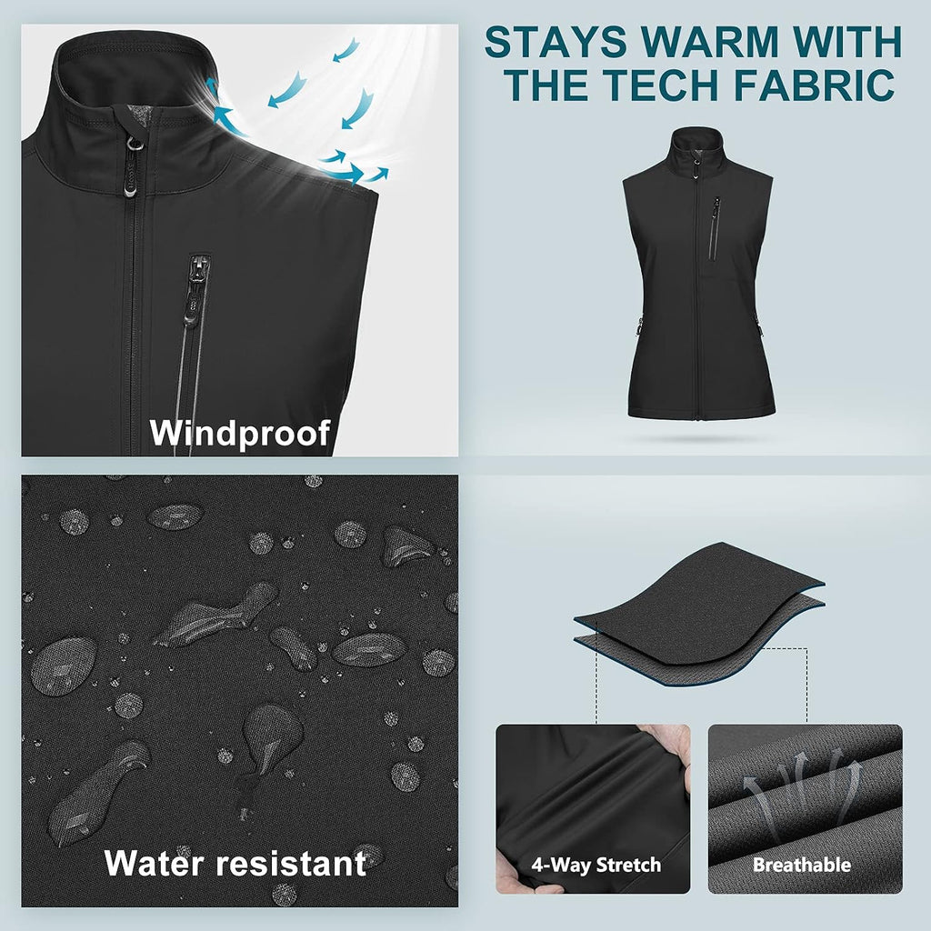 33,000ft Women's Lightweight Running Vest with 6 Pockets for Travel Golf