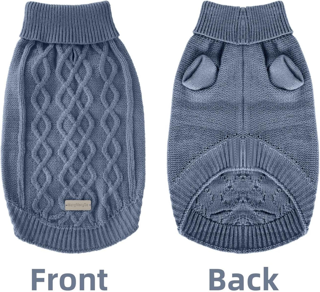Small Dog Sweaters, Soft Knit Cold Weather Turtleneck Dog Clothes, Lightweight Warm Puppy Sweater for Chihuahua, Dachshund, Shih Tzu, Yorkie (Dark Blue, M)