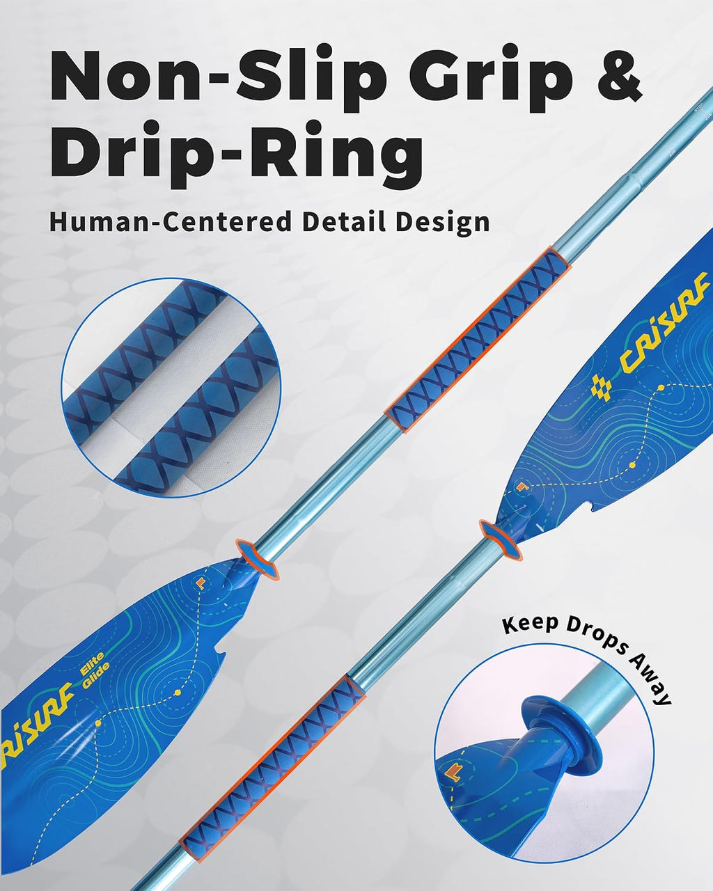 Adjustable Kayak Paddle, Detachable Lightweight Floating Oar with Ergonomic Grip and Drip Guards, Versatile Multi-Section Design for Kayaking and Paddle Boarding