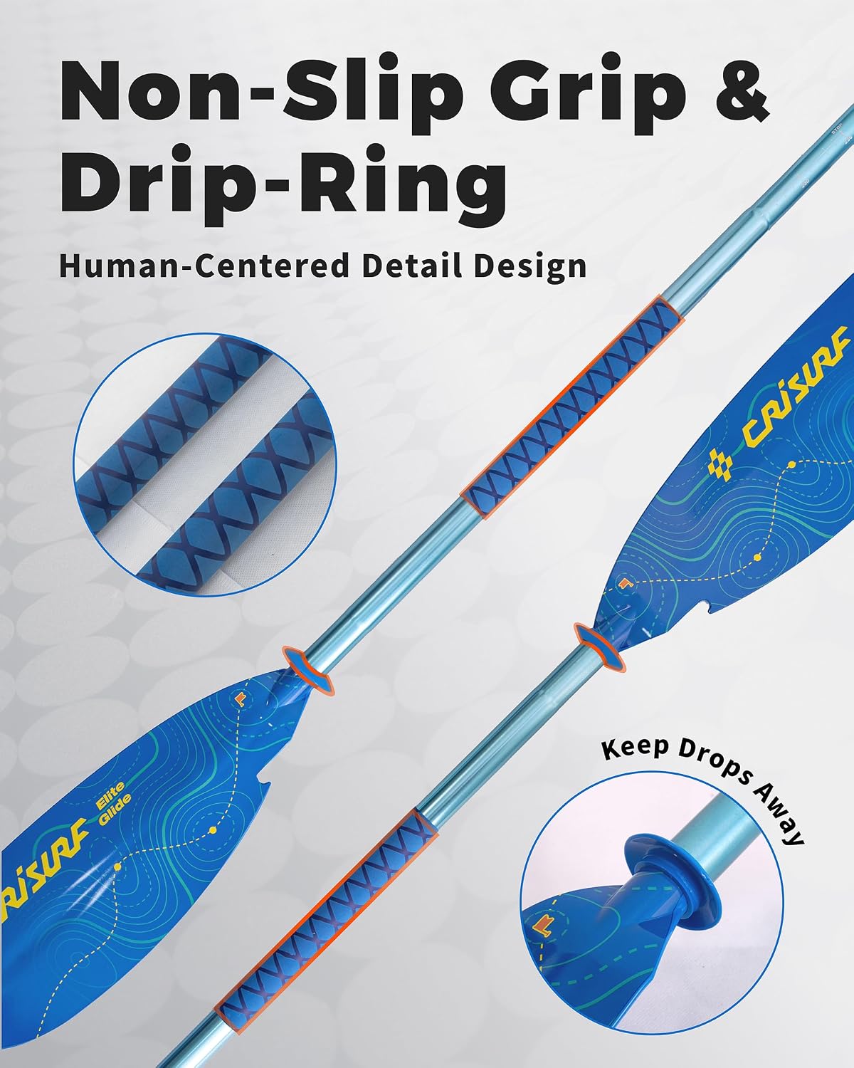 Adjustable Kayak Paddle, Detachable Lightweight Floating Oar with Ergonomic Grip and Drip Guards, Versatile Multi-Section Design for Kayaking and Paddle Boarding